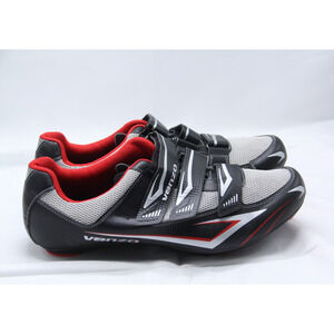 Venzo MX Cycling Shoes Mens Size 13 Black Red Riding Bicycle Road 3 Cleat Strap